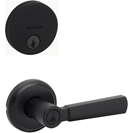 Kwikset Perth Single Cylinder Keyed Entry Lever Set and Uptown Deadbolt Combo Pack with SmartKey Matte Black