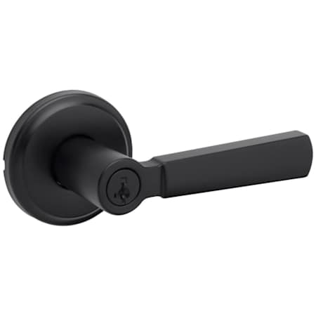 Kwikset Perth Single Cylinder Keyed Entry Door Lever Set with Round Rose and SmartKey Matte Black