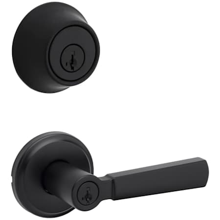 Kwikset Perth Single Cylinder Keyed Entry Lever Set and 660 Series Deadbolt Combo Pack with SmartKey Matte Black