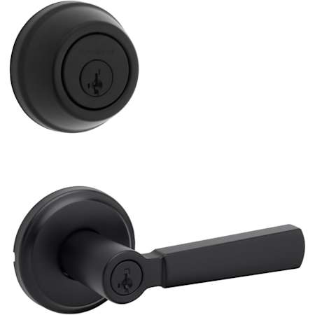 Kwikset Perth Single Cylinder Keyed Entry Lever Set and 780 Series Deadbolt Combo Pack with SmartKey Matte Black