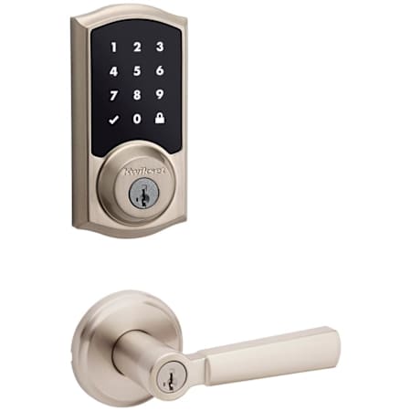 Kwikset Perth Single Cylinder Lever Set and SmartCode Electronic Touchscreen Deadbolt Combo Pack with SmartKey Satin Nickel
