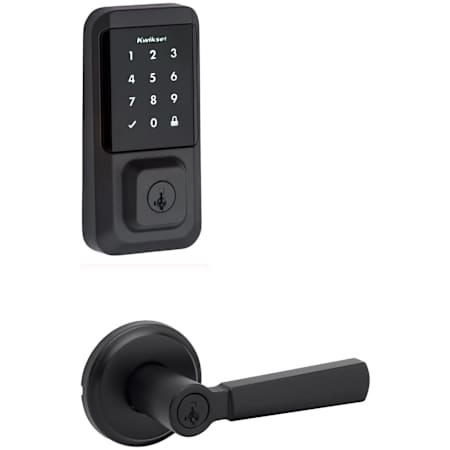 Kwikset Perth Single Cylinder Lever Set and Halo Electronic Touchscreen Deadbolt Combo Pack with SmartKey Matte Black