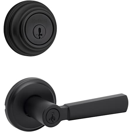 Kwikset Perth Single Cylinder Keyed Entry Lever Set and 980 Series Deadbolt Combo Pack with SmartKey Matte Black