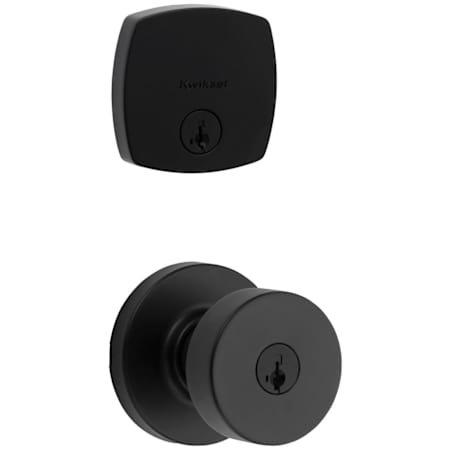 Kwikset Pismo Single Cylinder Keyed Entry Knob Set and Deadbolt Combo with SmartKey from the Midtown Collection Matte Black