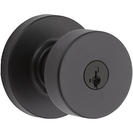Kwikset Pismo Single Cylinder Keyed Entry Door Knob Set with Round Rose and SmartKey Matte Black