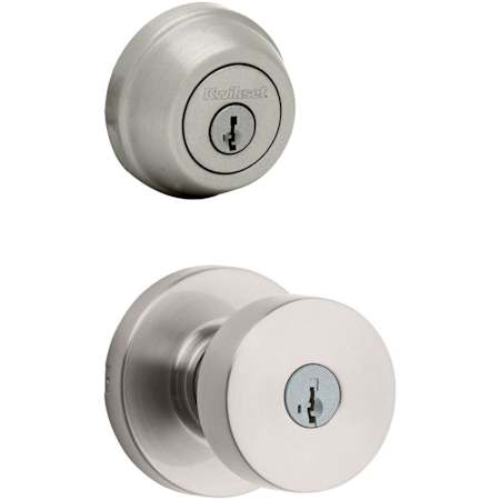 Kwikset Pismo (Round Rosette) Knob and 780 Deadbolt Combo Pack with SmartKey Satin Nickel