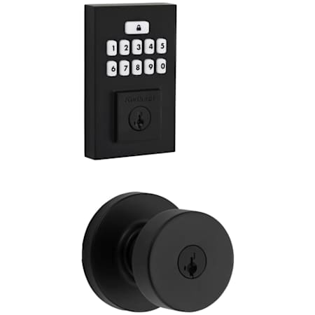 Kwikset Pismo Keyed Entry Knob Set and Electronic Keyless Entry Deadbolt Combo Pack with SmartKey from the SmartCode Deadbolts Touchpad Collection Matte Black