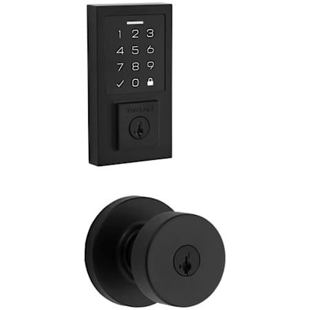 Kwikset Pismo Keyed Entry Knob Set and Electronic Keyless Entry Deadbolt Combo Pack with SmartKey from the SmartCode Deadbolts Touchscreen Collection Matte Black