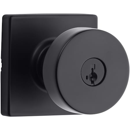 Kwikset Pismo Single Cylinder Keyed Entry Door Knob Set with Square Rose and SmartKey Matte Black