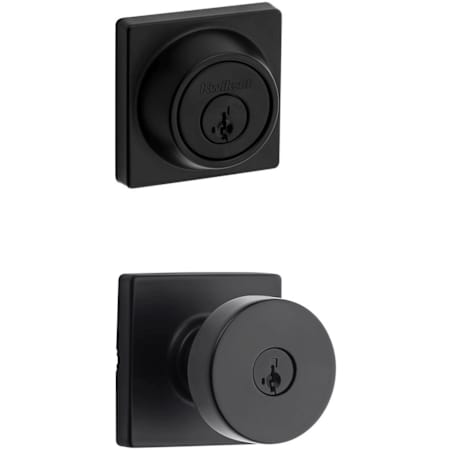 Kwikset Pismo (Square Rosette) Knob and 660 Deadbolt Combo Pack with SmartKey Matte Black