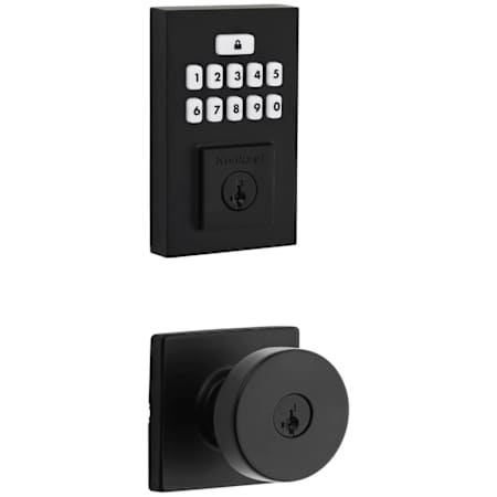 Kwikset Pismo Keyed Entry Knob Set and Electronic Keyless Entry Deadbolt Combo Pack with SmartKey from the SmartCode Deadbolts Touchpad Collection Matte Black