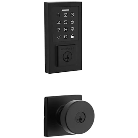 Kwikset Pismo Keyed Entry Knob Set and Electronic Keyless Entry Deadbolt Combo Pack with SmartKey from the SmartCode Deadbolts Touchscreen Collection Matte Black