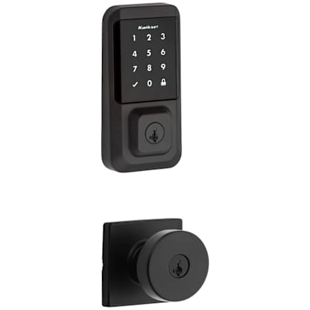 Kwikset Pismo Single Cylinder Keyed Entry Knob Set and Electronic Keyless Entry Deadbolt Combo Pack with SmartKey from the Halo Collection Matte Black