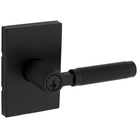 Kwikset Prava Single Cylinder Keyed Entry Lever Set with Rectangle Rose and SmartKey Matte Black