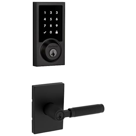 Kwikset Prava Single Cylinder Lever Set and SmartCode Electronic Touchscreen Deadbolt Combo Pack with SmartKey Matte Black