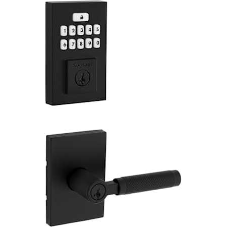 Kwikset Prava Single Cylinder Lever Set and SmartCode Electronic Keypad Deadbolt Combo Pack with SmartKey Matte Black