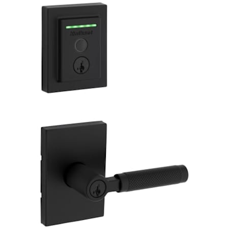 Kwikset Prava Single Cylinder Lever Set and Halo Electronic Fingerprint Deadbolt Combo Pack with SmartKey Matte Black
