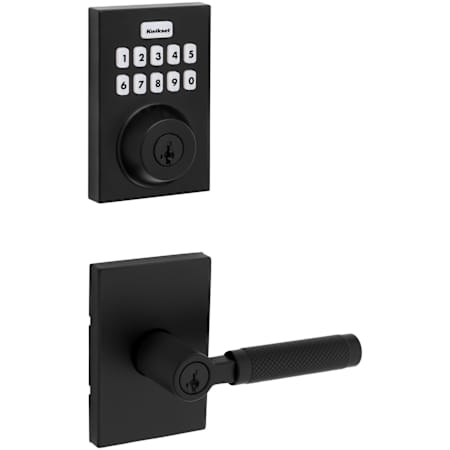 Kwikset Prava Single Cylinder Lever Set and SmartCode Electronic Keypad Deadbolt Combo Pack with SmartKey Matte Black