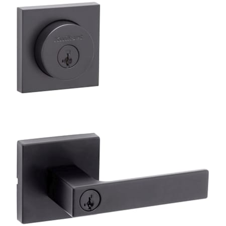 Kwikset Singapore Single Cylinder Keyed Entry Lever Set and Deadbolt Combo with SmartKey from the Halifax Collection Matte Black