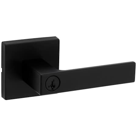 Kwikset Singapore Single Cylinder Keyed Entry Door Lever Set with Square Rose and SmartKey Matte Black