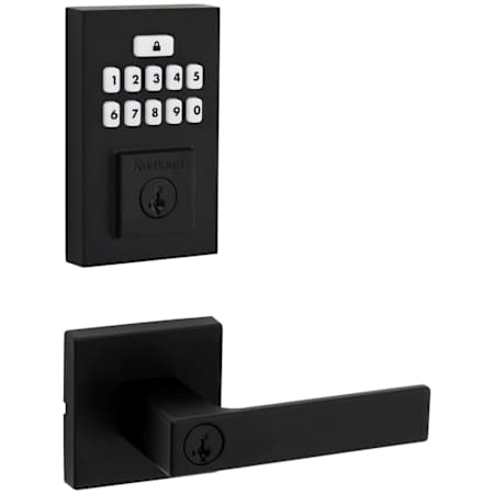 Kwikset Singapore Keyed Entry Lever Set and Electronic Keyless Entry Deadbolt Combo Pack with SmartKey from the SmartCode Deadbolts Touchpad Collection Matte Black