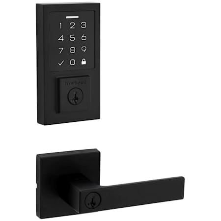 Kwikset Singapore Keyed Entry Lever Set and Electronic Keyless Entry Deadbolt Combo Pack with SmartKey from the SmartCode Deadbolts Touchscreen Collection Matte Black