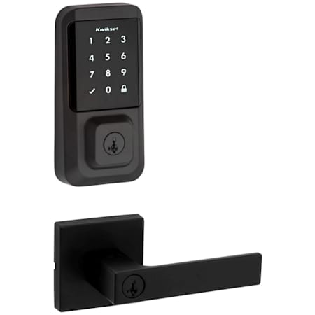 Kwikset Singapore Single Cylinder Keyed Entry Lever Set and Electronic Keyless Entry Deadbolt Combo Pack with SmartKey from the Halo Collection Matte Black