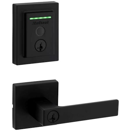 Kwikset Singapore Single Cylinder Keyed Entry Lever Set and Electronic Keyless Entry Deadbolt Combo Pack with SmartKey from the Halo Collection Matte Black