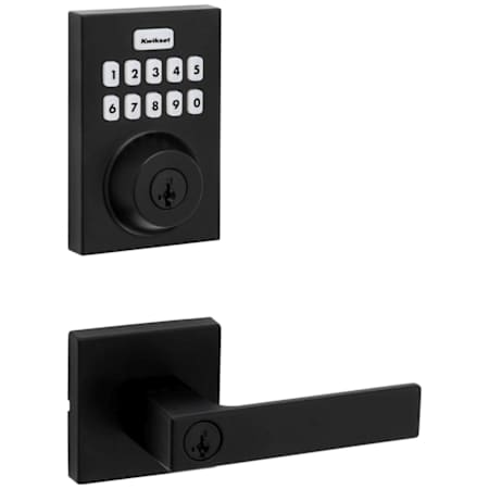Kwikset Singapore Single Cylinder Keyed Entry Lever Set and Electronic Keyless Entry Deadbolt Combo Pack with SmartKey from the Home Connect Collection Matte Black