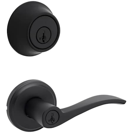 Kwikset Sedona Single Cylinder Keyed Entry Lever Set and 660 Series Deadbolt Combo Pack with SmartKey Matte Black