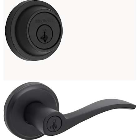Kwikset Sedona Single Cylinder Keyed Entry Lever Set and 660 Series Deadbolt Combo Pack with SmartKey Matte Black