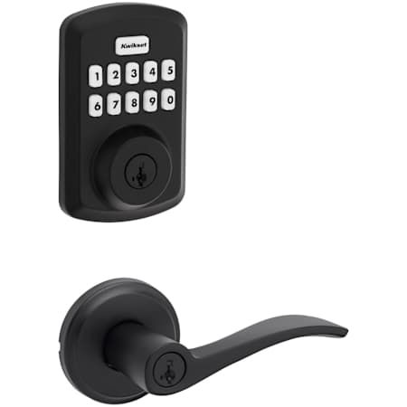 Kwikset Sedona Single Cylinder Lever Set and Powerbolt Electronic Keypad Deadbolt Combo Pack with SmartKey Matte Black