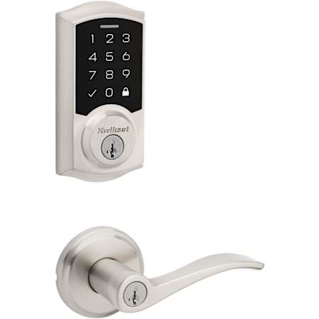 Kwikset Sedona Single Cylinder Lever Set and SmartCode Electronic Touchscreen Deadbolt Combo Pack with SmartKey Satin Nickel