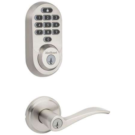 Kwikset Sedona Single Cylinder Lever Set and Halo Electronic Keypad Deadbolt Combo Pack with SmartKey Satin Nickel
