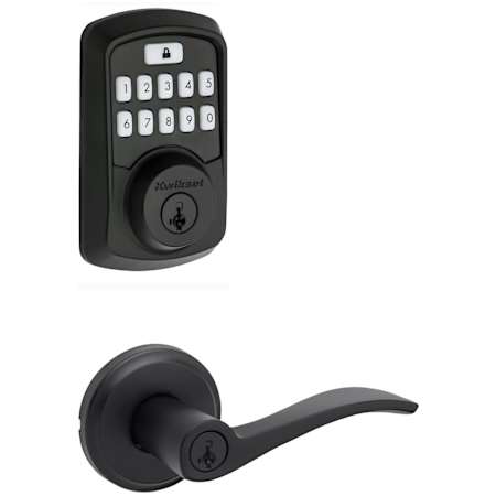 Kwikset Sedona Single Cylinder Lever Set and Aura Electronic Keypad Deadbolt Combo Pack with SmartKey Matte Black