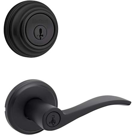 Kwikset Sedona Single Cylinder Keyed Entry Lever Set and 980 Series Deadbolt Combo Pack with SmartKey Matte Black