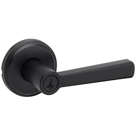 Kwikset Trafford Single Cylinder Keyed Entry Door Lever Set with Round Rose and SmartKey Matte Black
