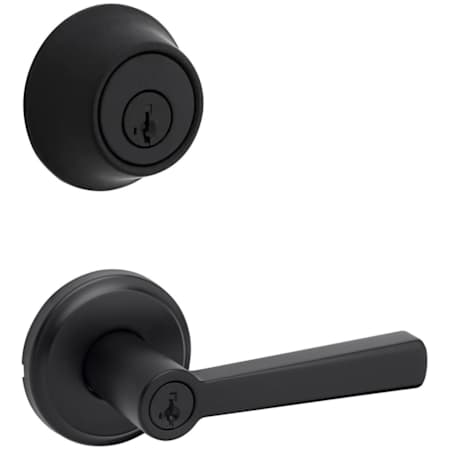 Kwikset Trafford Single Cylinder Keyed Entry Lever Set and 660 Series Deadbolt Combo Pack with SmartKey Matte Black