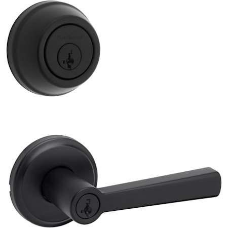 Kwikset Trafford Single Cylinder Keyed Entry Lever Set and 780 Series Deadbolt Combo Pack with SmartKey Matte Black