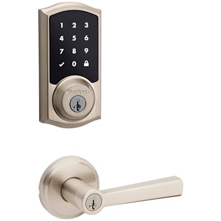 Kwikset Trafford Single Cylinder Lever Set and SmartCode Electronic Touchscreen Deadbolt Combo Pack with SmartKey Satin Nickel