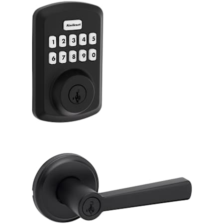 Kwikset Trafford Single Cylinder Lever Set and Powerbolt Electronic Keypad Deadbolt Combo Pack with SmartKey Matte Black