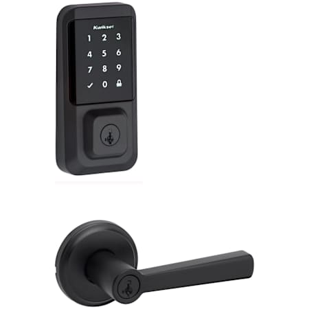 Kwikset Trafford Single Cylinder Lever Set and Halo Electronic Touchscreen Deadbolt Combo Pack with SmartKey Matte Black