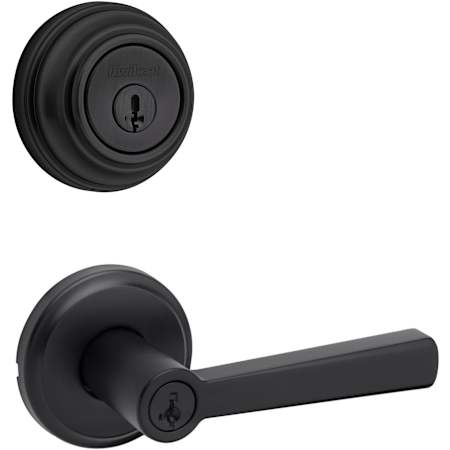 Kwikset Trafford Single Cylinder Keyed Entry Lever Set and 980 Series Deadbolt Combo Pack with SmartKey Matte Black