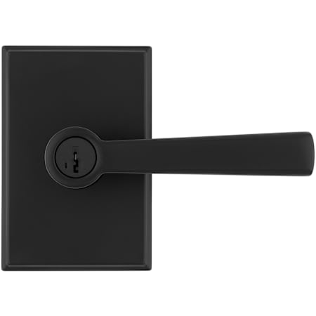 Kwikset Trafford Single Cylinder Keyed Entry Door Lever Set with Rectangular Rose Matte Black