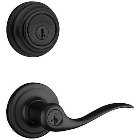 Kwikset Tustin Single Cylinder Keyed Entry Lever Set and Deadbolt Combo with SmartKey from the 980 Series Matte Black