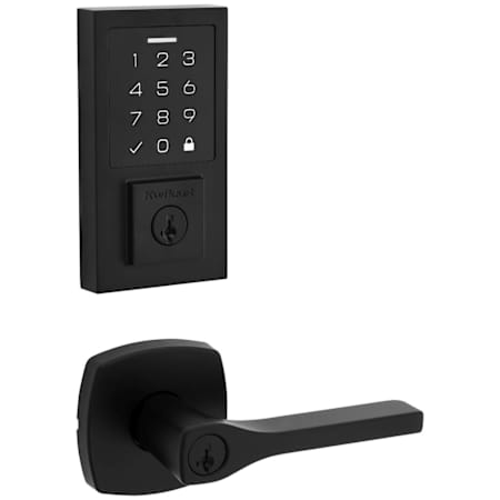 Kwikset Tripoli Keyed Entry Lever Set and Electronic Keyless Entry Deadbolt Combo Pack with SmartKey from the SmartCode Deadbolts Touchscreen Collection Matte Black