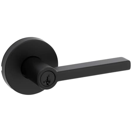 Kwikset Halifax Single Cylinder Storeroom Door Lever Set with Round Rose Matte Black