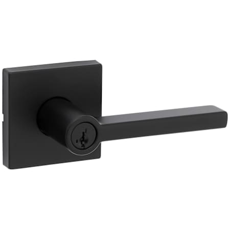 Kwikset Halifax Single Cylinder Storeroom Door Lever Set with Square Rose and SmartKey Matte Black