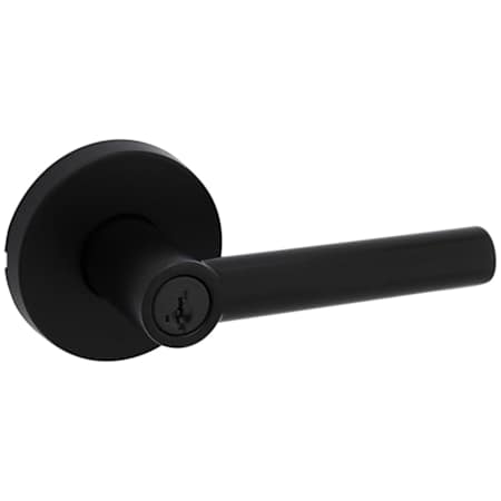 Kwikset Milan Single Cylinder Storeroom Door Lever Set with Round Rose Matte Black