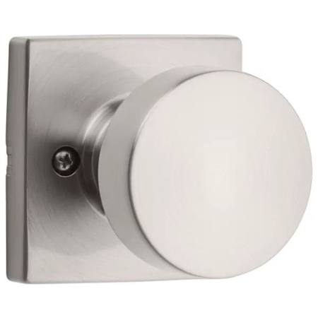 Kwikset Pismo Non-Turning One-Sided Dummy Door Knob with Square Rose Satin Nickel